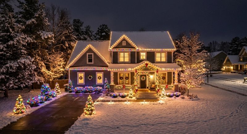 Christmas Lights Hanging in Kansas City, KS